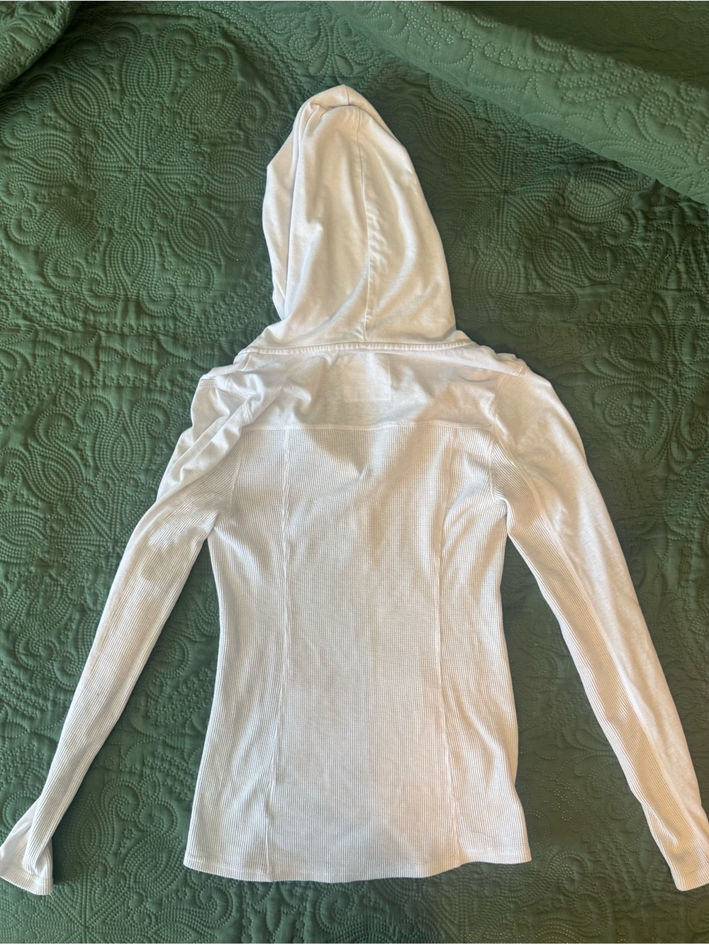 Vintage Y2K GUESS Rhinestone Thermal Hoodie White Size M McBling 2000s - Picture 2 of 6